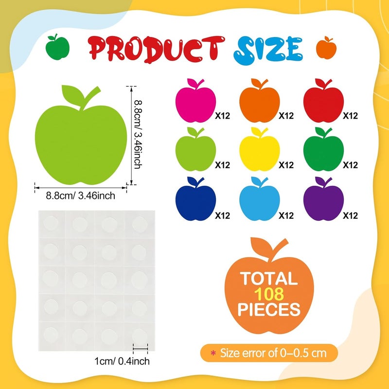 Geyee 108 Pcs Thanksgiving Paper Apple Cutouts Classroom Bulletin Board Cut Outs Assorted Fall Cutouts Apples Die Cuts for Teachers DIY Projects Craft School Party Decor(Colorful,3.5 Inch) - Image 2